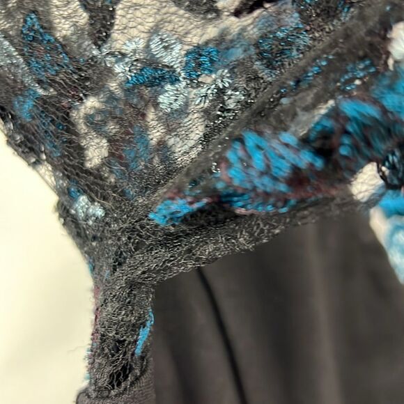 Amanda uprichard black romper with lace and embroidery -repaired size medium - Picture 10 of 11